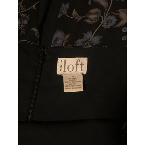 Ann Taylor LOFT Black and Blue Floral Dress Petite 4 Y2K - Picture 7 of 11